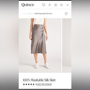 Grey midi length silk skirt